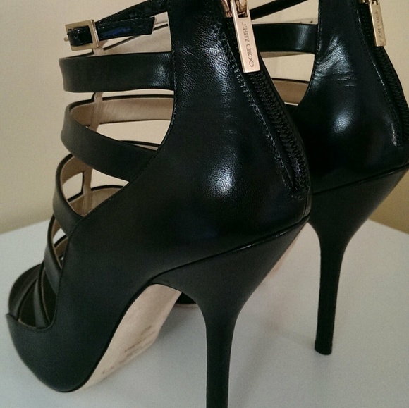 Jimmy Choo Shoes Jimmy Choo Black Leather Caged Shoes Poshmark